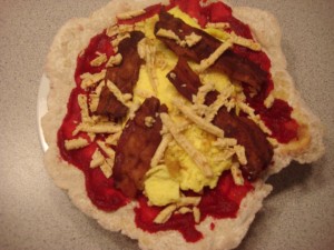 Bacon and Egg Pizza Crust Sandwich - GFCFSF